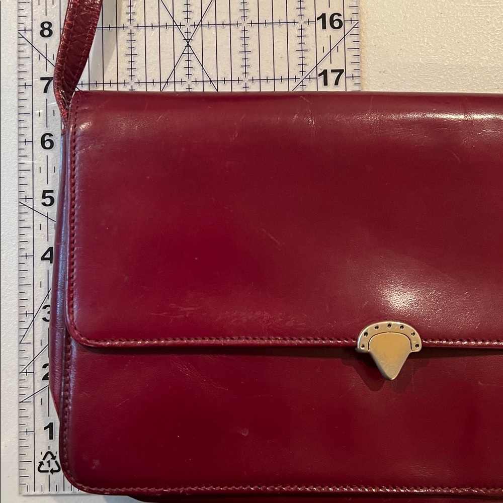 Vintage Elegant Dark RedWine/Burgandy Leather Handbag - Picture 9 of 12